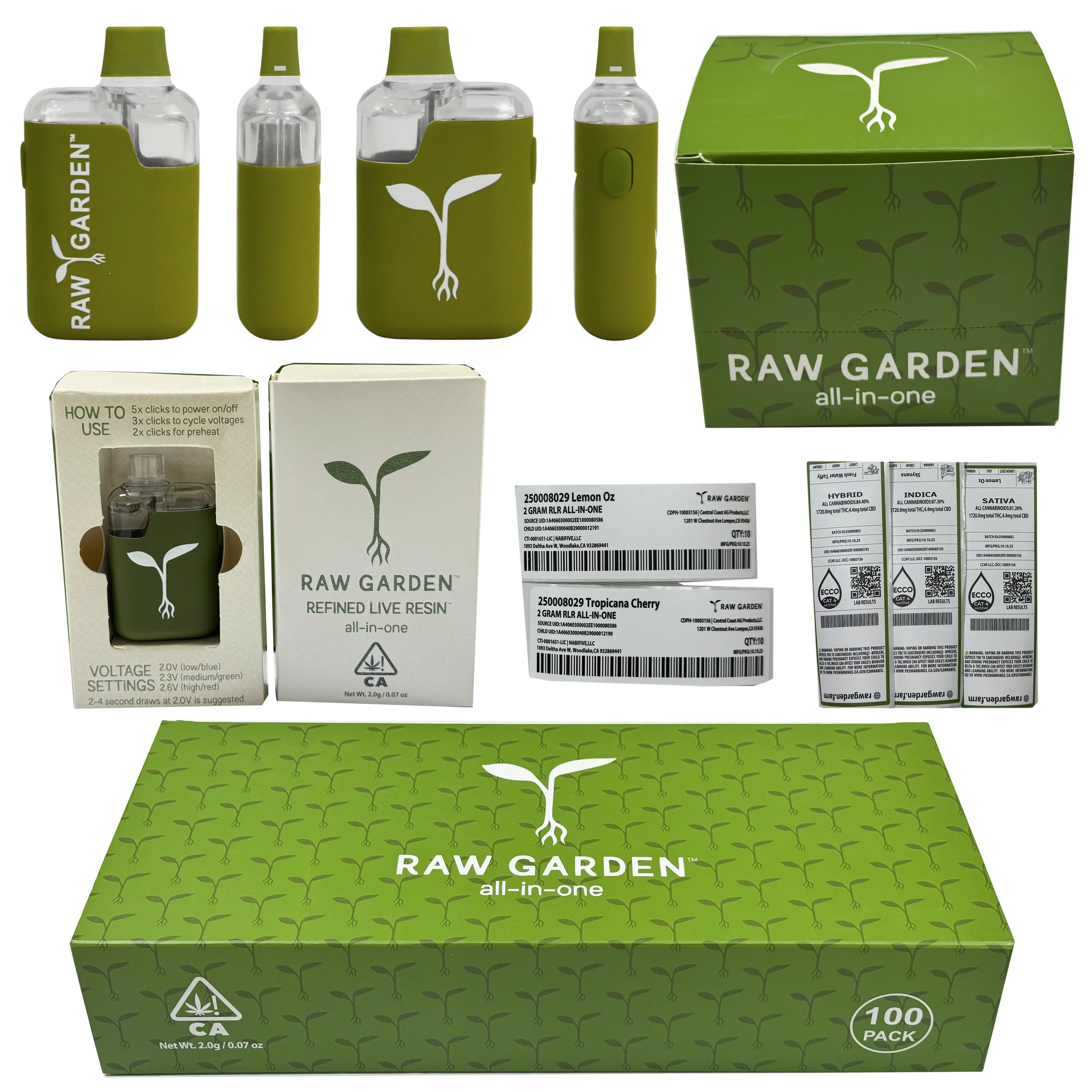 Empty Raw Garden Disposable Live Resin All in One 2g