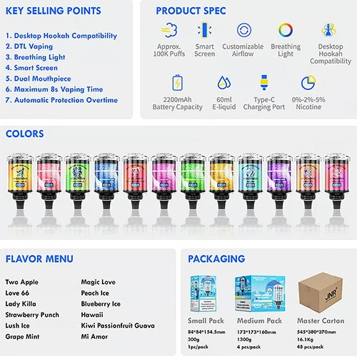 JNR Mega Shisha Hookah 100K Puffs Disposable Vape